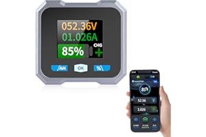 KOOLERTRON Battery Monitor,Dispositivo Controllo Batterie,Tester Batteria Auto, Batteria Volt Checker,400A 0-120V Monitoraggio Della Batteria,Supporto Wireless,1.8 Pulgadas