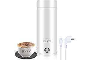 TWIRUSH Kleiner Tragbarer Wasserkocher, 400ml Mini Tragbarer Elektrisch Wasserkocher Thermoskanne, Reise Wasserkocher mit Automatischer Abschaltung für Tee, Kaffee, Milch, 5 Minuten Schnelles Kochen (Weiß)