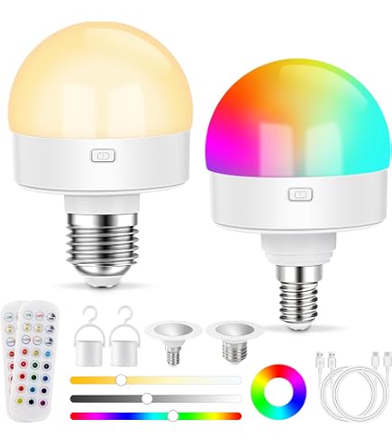 Suright 2 pezzi lampadina ricaricabile con telecomando