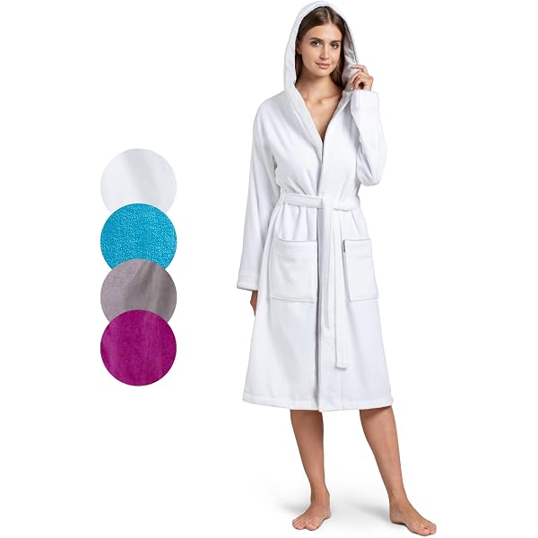 Peignoir Femme 100% Coton Morgenstern - Capuche Velours OEKO-TEX Modèle Leonie