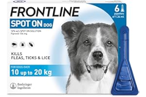 FRONTLINE Spot On Flea & Tick Treatment for Medium Dog (10-20kg) 6 Pipettes