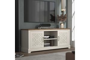 Galano Enfield Wide TV Unit, Entertainment Centre for up to 65" TV, 150cm TV Unit with 2 Doors, TV Stand Cabinet for Living Room, Large Storage (New White)