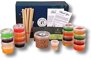 BOBA BAR Premium DIY Fruit Bubble Tea Kit (Serves 8 x 500 Ml Drinks) - Fruit Tea Flavours, Popping Boba & Jelly Toppings | Vegan & Gluten-Free | Tapioca Pearls & Tea Bags