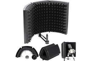 ALLOMN Espuma de Aislamiento de Micrófono, Panel de Aislamiento Acústico Plegable de Micrófono de Estudio Plegable Panel de Aislamiento Acústico Plegable, Colocado en la Mesa o Montado en el Soporte