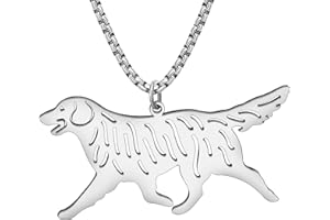 YAYAKO Edelstahl Golden Retriever Hund Halskette Kette Anhänger 18K Gold Halskette Hund Geschenke für Hundeliebhaber Frauen Mädchen