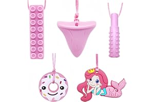 RUIOMII Silikonowy, sensoryczny naszyjnik do żucia dla autystycznego ADHD, silnik jamy ustnej, dzieci, dorosłych, 5 szt