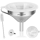 HAUSPROFI Stainless Steel Funnel, 13cm 304 Stainless Steel Kitchen Funnel with 200 Mesh Food Filter Strainer for Transferring