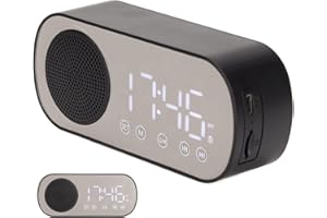 YOIDESU Digital Radio Alarm Clock with Large LED Screen, Portable with BT Speaker, Multiple Playback Modes