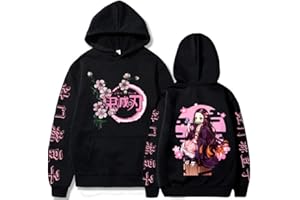 OLIPHEE Unisexe Anime Demon Slayer Sweat à Capuche Imprimé Nezuko Tanjiro Kamado Sweatshirt Cosplay Costume