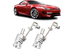 HUTHUHNHN Pack of 2 Exhaust Sound Booster, Aluminium Alloy Car Turbo Sound Exhaust, Turbo Sound Simulator Whistle, Cars Tailpipe Silencer for All Vehicles Models (Silver, M)