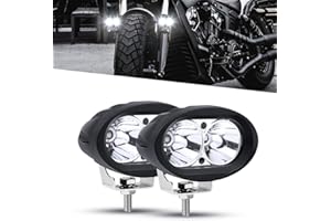 Biqing Motorcycle LED Spot Work Lights,20W Motorcycle Driving Additional Fog Lights 12V/24V White Waterproof for Motorbike Truck Off Road 4X4 ATV