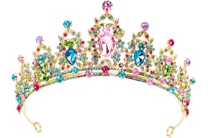 HPMAISON Mädchen Kristall Tiara Hochzeit Braut Frauen Prinzessin Stirnband Krone Haarschmuck für Geburtstag Party Festzug Abschlussball Königin Kostüm Bühnenauftritte