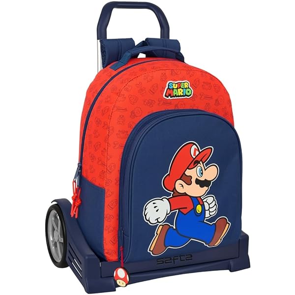 Super Mario Play - Trousse Scolaire Moyenne Avec Poignée, Trousse Pour Enfant, Adaptable Au Chariot, Facile à Nettoyer, Confortable Et Polyvalente, Qualité Et Résistance, 26 X 12 X 15 Cm, Bleu/Rouge