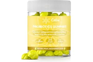 CALIU GUMMY Gommes probiotiques | 90 gummies | 1000 millions de souches de Bacillus Coagulans par gome | 3 mois | Saveur Mangue | Flore intestinale | Convient aux enfants et aux adultes | Sans sucre | 1 par jour