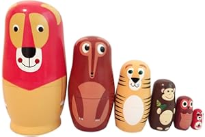 ULTNICE Babuschka Verschachtelung Matroschka Holz Russian Nesting Dolls Kinder Spielzeug Geschenk in Tier-Form