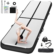 Tapis De Gymnastique Gonflable FBSPORT - 140x20 Cm, En PVC Double Paroi Avec Pompe, Antidérapant, Pour Gymnastique Et Parkour