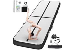 FBSPORT Inflatable Gymnastics Mat 1/2/3/4/5/6 M Tumbling Mat 10/15/20 CM Thick with Electric Air Pump for Home Gym Yoga Pilates Water Fun