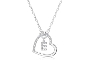 LIHELEI Damen Halskette Herz Buchstabe 925 Silber Kette Damen Personalisiere Kette, Geburtstags und Weihnachten Geschenk Für Frauen Mädchen Mama Freundin - A-Z