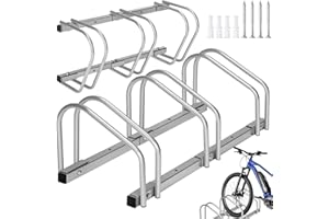 TecTake® Rastrelliera Biciclette in Acciaio da 3, Accessibile da Entrambi i Lati, Disposizione Modulabile, Rastrelliera Bicicletta con Struttura Resistente - Argento