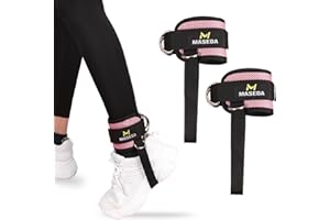 Veki 2 Piezas Tobilleras Poleas Gym con Acolchado, Ajustable Correas Tobillos de Velcro para Cable Maquinas, Correa de Tobillo Gimnasio para Entrenar Piernas y Glúteos para Hombres y Mujeres