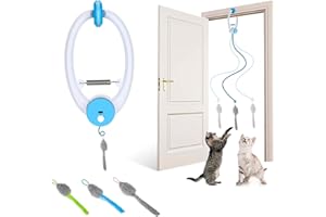 PETTOM Jouet Interactifs à Suspendre pour Chat, Jouet Chat Interieur Automatique avec Cordelette, Jouets pour Chats Suspendus aux Cadres, Jeux Chat Souris pour Jouer, Chasser et Exercer