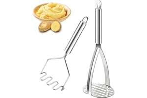 Presse-Purée, HUDDU 2 Pièces Professionnel Presse-Purée Inoxydable, Pilon à Pommes de Terre Manuel, Presse-Purée de Pommes de Terre en Acier Inoxydable Pour Légumes Et Fruits Aliments pour Bébés