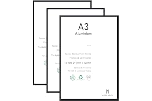 ATOBART A3-Zertifikat-Bilderrahmen, 3er-Pack schwarzer Aluminium-Fotorahmen mit Plexi-glass Kunststoffglas für Wandmontage-Display, 29,7x42 cm, 3er-Set