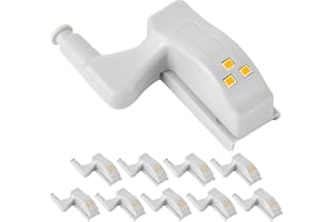 SUUOSL Set di 10 luci a cerniera a led per cerniera porta armadio, illuminazione speciale con sensore automatico, lampada da armadio senza fili 12 V, luce cucina, camera da letto, armadio, led per mobili
