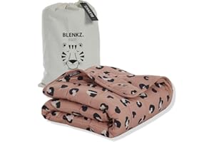 BLENKZ. Gewichtsdecke für Kinder | 3,5 kg | 100x150cm | 3-12jahre | Therapiedecke | Beschwerungsdecken | Schwere Bettdecke (Tiger Altrosa, 3,5kg-100x150 cm)