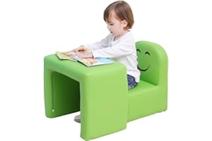 EMALL LIFE Multifunktionaler Kinder Sessel, Mode Life Kids Set Stuhl und Tisch/Hocker mit Funny Smile Face für Jungen und Mädchen (Grün)