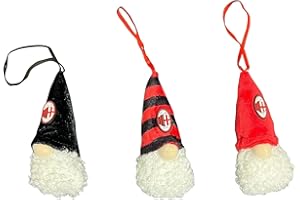 AC Milan B.C. Milan, 3 krasnale bożonarodzeniowe, 3 kobliny, wysokość 10 cm, dekoracje choinkowe, czerwony i czarny, oficjalny produkt Milan