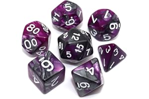 CREEBUY DND Dés polyédriques pour Jeux de rôle Dungeon and Dragons MTG Mélange Violet/argenté