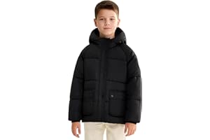 SOLOCOTE Manteau d'hiver pour garcon Résistant à l'eau et au vent Parka lourde avec capuche pour enfants