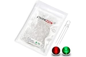 Chanzon 100 pcs 5mm Red & Green LED Diode Lights (Clear Round Transparent Bicolor Common Cathode) Bright Lighting Bulb Lamps Electronics Components Light Emitting Diodes