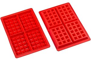 Amison Lot de 2 moules à gaufre en silicone, moule à chocolat / gâteau / glaçons / gaufrette, tablette de chocolat
