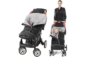 Fairy Baby Universal Footmuff for Pushchairs Prams Winter Cosy Toes Footmuff Thick Fleece Waterproof Windproof Sleeping Bag for Newborn Buggy Stroller (Black, 6-24Months)
