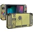 eXtremeRate Back Plate for Nintendo Switch Console, NS Joy con Handheld Controller Housing with Colorful Buttons, DIY Replacement Shell for Nintendo Switch - Amber Yellow