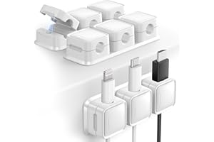 Smofish Fermacavi Scrivania, 3 Pezzi Organizer a Clip per Cavo Portacavo Magnetico, Magnetico Cavo Clips per Cavi Regalo per TV PC Casa Ufficio, Bianco