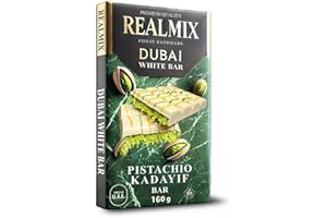 REALMIX chocolate blanco Dubái directamente desde Dubái EAU | Auténtico chocolate con leche Dubái con pistachos y relleno de Kunafa | Fabricado en Dubái E.A.U. | (Big, White Chocolate)