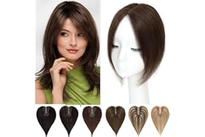 SARO-UP Hair Toppers for Thinning Hair Toppers for Women Real Human Hair Pieces for Women with Thinning Hair Clip In Toppers 100% Remy Human Hair Wiglets 10inch (Medium Brown)