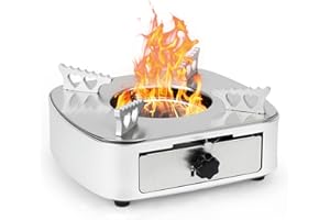 onlyfire Estufa de Alcohol de Acero Inoxidable, Quemador de Alcohol, Hornillo de Camping Portátil con Potencia de Fuego Ajustable A Prueba de Viento, para Barbacoa Al Aire Libre, Mochilero, Picnic