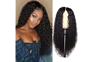 Tianbi Peluca rizada de 24 pulgadas, cabello humano virgen, resistente al calor, para mujeres negras, color natural