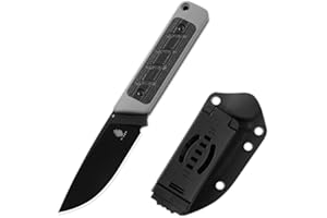 Kizer 1063A1 Smolt Cuchillo Bushcraft, Hoja 3V 7.4 cm, G10/Micarta - Drop Point EDC Supervivencia con Funda