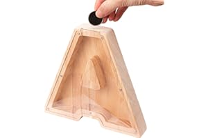 LAUREL & MASON Wooden Money Box Piggy Bank - Large Personalised Letter Solid Wood Piggy Bank Coin Saving Birthday Decorations - Letter Money Box for Kids and Adults (A)