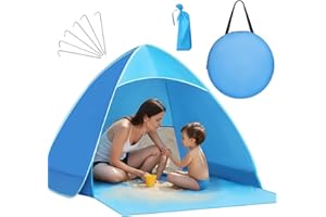 Karvipark strandzelt, strandmuschel pop up, Sun Shelter für 2-3 Personen,inklusive Tragetasche und Zeltstangen,Familien-Strand-Sonnenschutz Zelt,geeignet für Strand,Garten,Camping