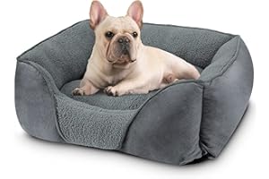 MIXJOY Small Dog Bed Pet Bed, Washable Grey Super Soft Puppy Beds Orthopedic Dog Bed with Anti-Slip Bottom, Rectangle Cat Bed for Dogs, Cats, Kittens and Puppies, 51×48×15 cm