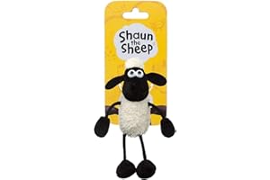 AURORA WORLD Shaun the Sheep Plush 61176 Backpack Clip, Black and White, Great Gift Idea,9 x 7 x 14 centimetres