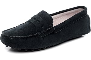 Jamron Mujer Clásico Gamuza Corbata de Moño Penny Mocasines Comodidad Hecho a Mano Pantuflas