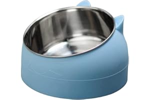 GENEIC Gamelle en Acier Inoxydable pour Chat - Gamelle à Eau pour Chat - Multifonction - pour Nourriture et Eau - Bleu