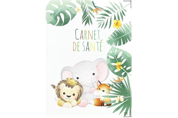 Color Pop Protège carnet de santé enfant – Fabrication Française – pvc imprimé – Pour carnet de santé, ordonnance- 22 x 16 cm (Imprime safari)